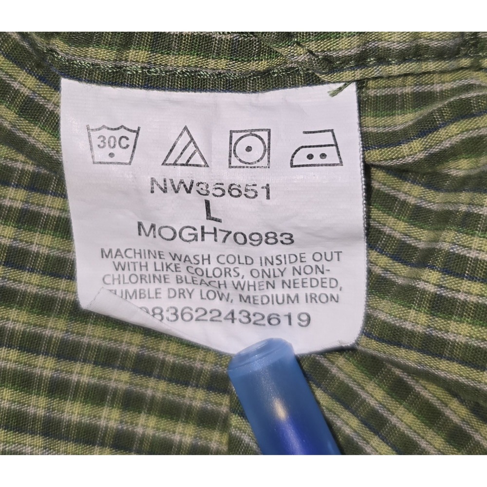 WRANGLER Men's Large Green Black Check Short Sleeve Fishing Shirt -1084 - Picture 5 of 8